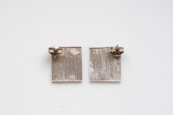 Preowned Sterling Silver Flat Rectangle Earrings - image 3