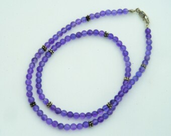 Preowned 4.5 mm Amethyst Beads Necklace with Sterling Claps