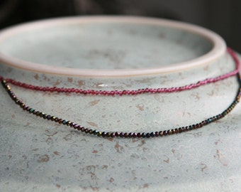 Hand Made Garnet and Pyrite Beaded Necklace with Sterling Silver Clasp