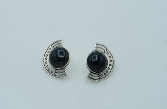 Preowned Sterling Silver Onyx Stud Earrings
