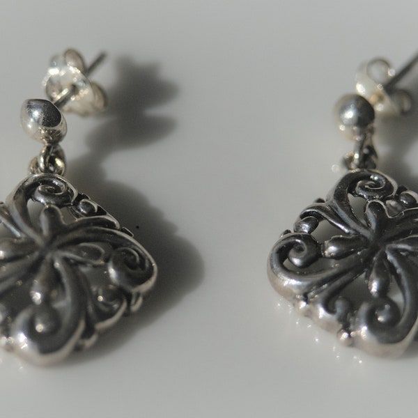 Vintage Sterling Silver Filigree Earrings by CFJ