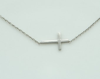 Vintage Sterling Silber Seitliche Kreuz Halskette 45 cm