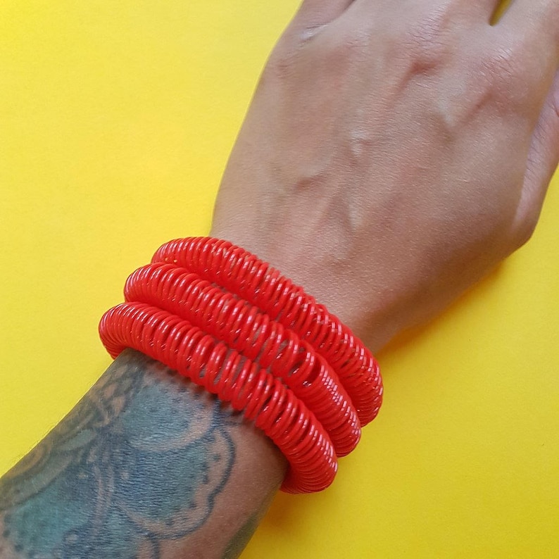 More colours! Vintage spiral telephone cord bracelet
