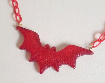 Bat Glitter Pendant Necklace
