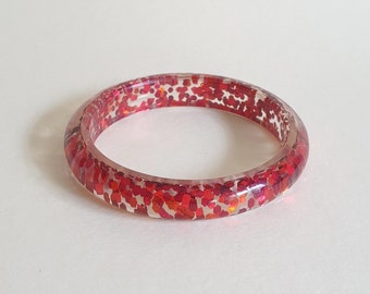 Grace Lucite Confetti Bangle - Garnet Red - More Sizes! Vintage inspired