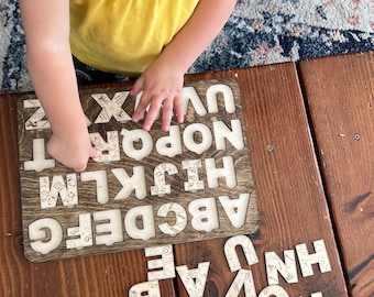 Educational wooden alphabet puzzle for kids