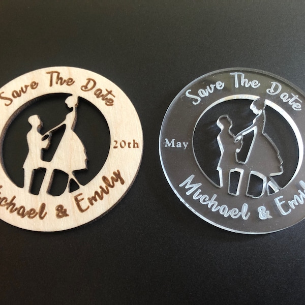 Save The Date Magnets, Couple Save the date, Wedding Save-The-Date-Magnet, Laser Engraved