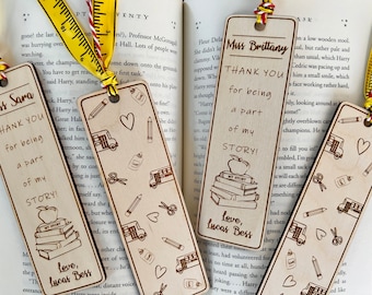 Laser Engraved, Wooden, Double Sided, Teacher Bookmark, Teacher Gift, Teacher Appreciation, End of School-Year Gift