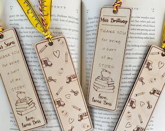 Laser Engraved, Wooden, Double Sided, Teacher Bookmark, Teacher Gift, Teacher Appreciation, End of School-Year Gift