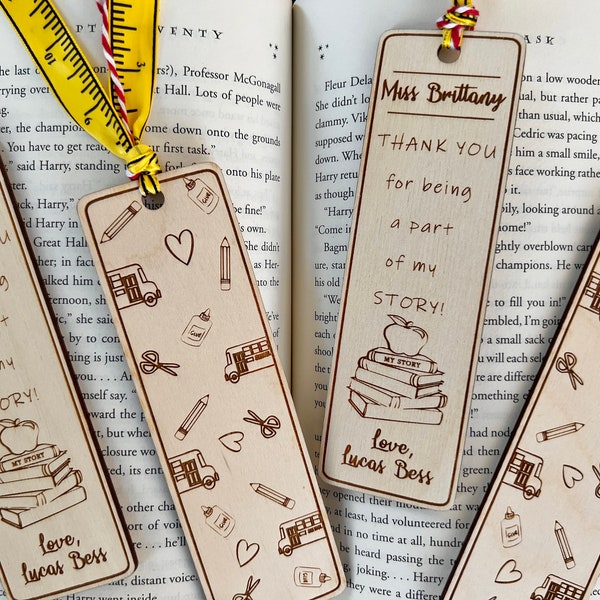 Laser Engraved, Wooden, Double Sided, Teacher Bookmark, Teacher Gift, Teacher Appreciation, End of School-Year Gift