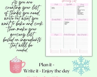 Christmas Baking Bundle Planner Printables Holiday Baking Grocery List  Family Recipes 