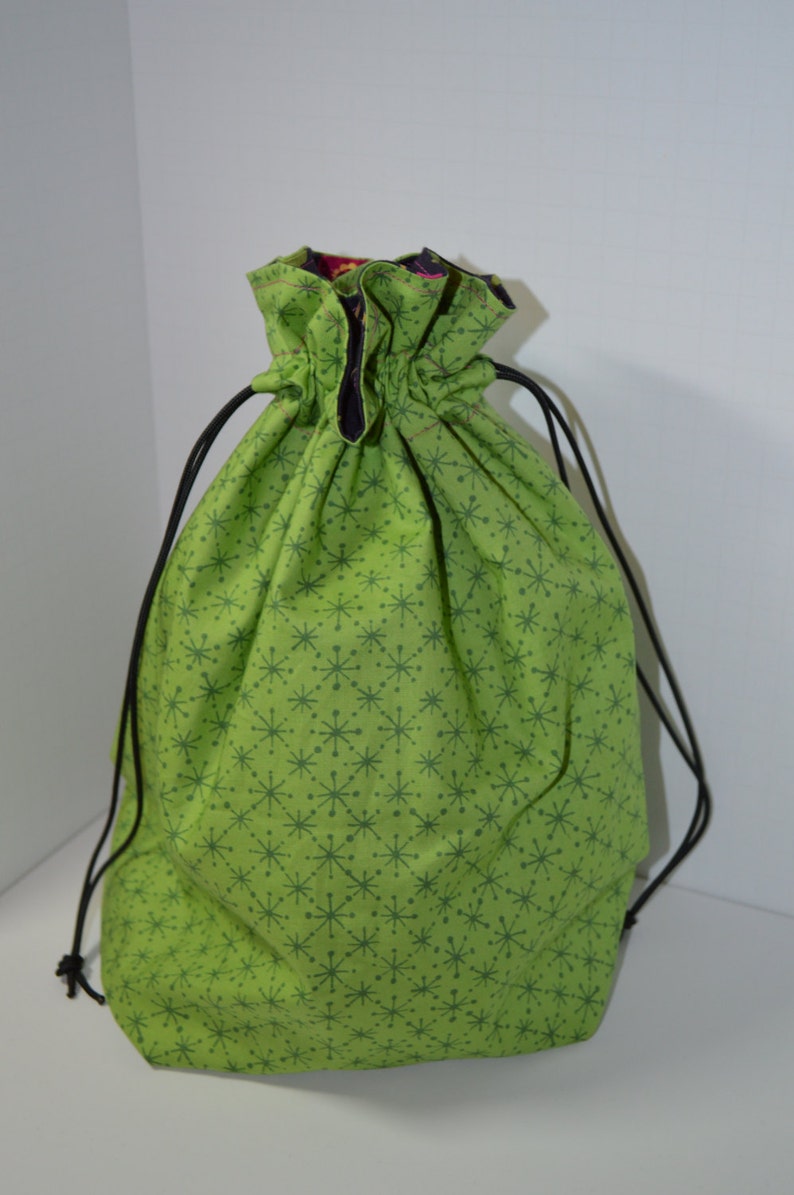 Floral Reversible KnittingCrochetCraft Drawstring Project Bag