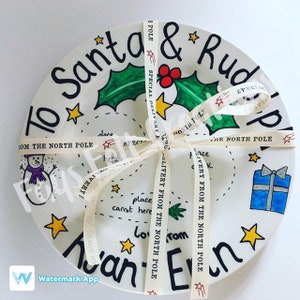 Christmas Eve Plate. Christmas Plate. Family tradition. Personalised Plate. Christmas Eve. Santa Plate. Father Christmas Plate. Family name.