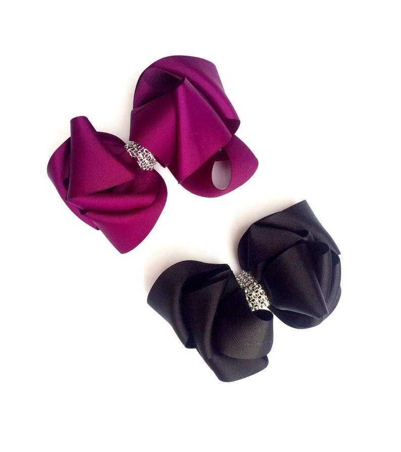 6 Inche Big Bows Headbands Glitter Rhinestones Boutique Hair Clips Girl Lot Head