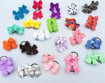 Mini pigtail hair bow  - pigtails - mini hair bows - Gift Set for girls - toddler Clips - 2 INch - baby girl - BratteCo