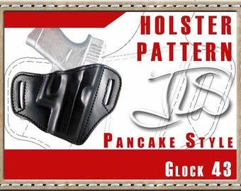 Leather Gun Holster PATTERN 2-slot Style For Glock 43