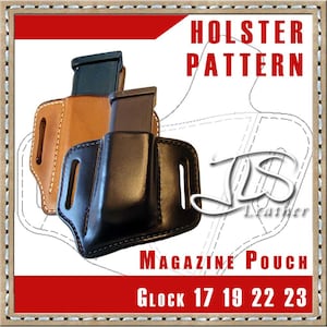 Bolsa de couro com padrão de 2 compartimentos para MAG para Glock 17 19 22 23