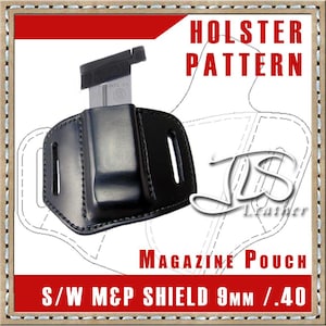 Bolsa de couro para carregador, modelo Smith Wesson Shield, com 2 compartimentos, 9,40