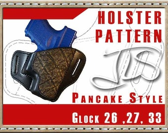 Leather Gun Holster PATTERN 2-slot Style For Glock 26 27 33