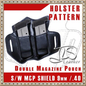 Bolsa de couro dupla para carregador, padrão, estilo Smith Wesson Shield 9 40, 2 compartimentos