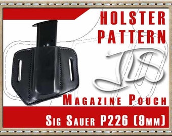 Sig P226 9mm Leather MAG Pouch PATTERN 2-slot Style