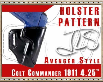 Leather Gun Holster PATTERN Avenger Style 1911 Colt Commander 4.25"