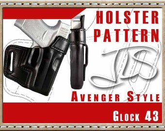 Glock 43 Custom Leather Gun Holster PATTERN Avenger Style