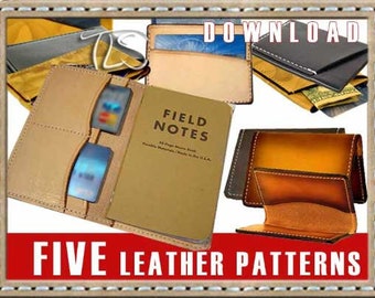 Leather Notebook Pattern Field Notes Passport PLUS 4 Wallet Business Card Digital PDF Templates