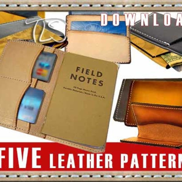 Leather Notebook Pattern Field Notes Passport PLUS 4 Wallet Business Card Digital PDF Templates