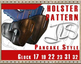 Leather Gun Holster PATTERN 2-slot Style For Glock 17 19 22 23 31 32