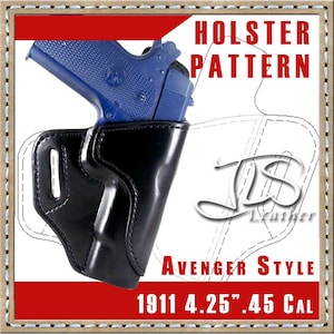 Leder-Waffenhalfter MUSTER Avenger Style 1911 Colt Kommandant 10,8 cm