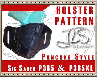 Sig P365 & P365XL Leather Gun Holster PATTERN 2-slot Style