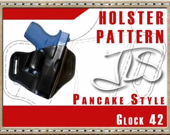 Leather Gun Holster PATTERN 2-slot Style For Glock 42