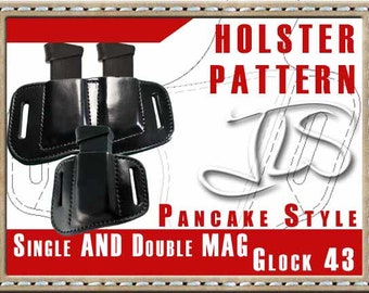 TWO Leather Mag Pouch PATTERN For Glock 43 Single and Double Carriers