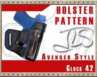 Leather Gun Holster PATTERN Avenger Style Glock 42