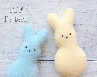 Peep Bunny Ornament Pattern, Bunny PDF Sewing Pattern, Peeps Bunny, DIY Spring Crafts, DIY Easter Crafts, Easter Ornaments, Bunny Ornament