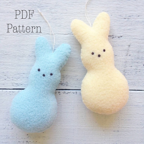 Peep Bunny Ornament Pattern, Bunny PDF Sewing Pattern, Peeps Bunny, DIY Spring Crafts, DIY Easter Crafts, Easter Ornaments, Bunny Ornament
