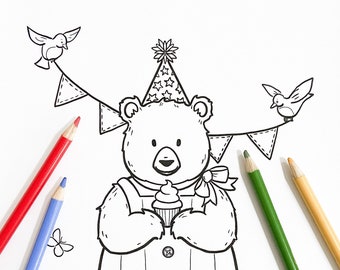 Editable Birthday Party Coloring Placemat, Woodland Birthday Party ...