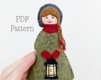 Felt Christmas Ornament Pattern, Felt PDF Pattern, Beth March, Little Women Ornament, Little Women Gift, DIY Ornaments, Felt Doll Pattern