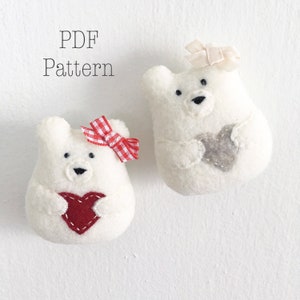 Sweetheart Bear Christmas Ornament Pattern, Felt Ornament Pattern, DIY Christmas Ornament, DIY Holiday Craft, Christmas Crafts