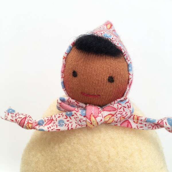 Waldorf Valentine's Day Gift for Kids, Waldorf Pocket Doll, Small Waldorf Doll, Waldorf Valentine, Multicultural Doll, Soft Doll