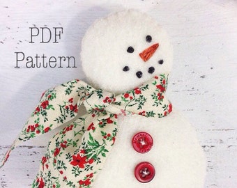 Snowman Christmas Ornament Pattern, Easy Sewing Pattern, Snowman Patterns, Christmas Crafts, Felt Ornament Pattern, DIY Holiday Ornament