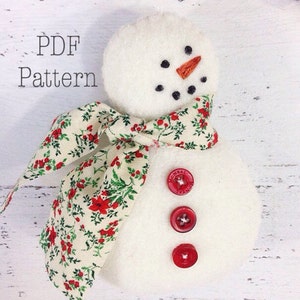 Modello di ornamento natalizio pupazzo di neve, modello di cucito facile, modelli di pupazzi di neve, lavoretti di Natale, modello di ornamento in feltro, ornamento natalizio fai da te