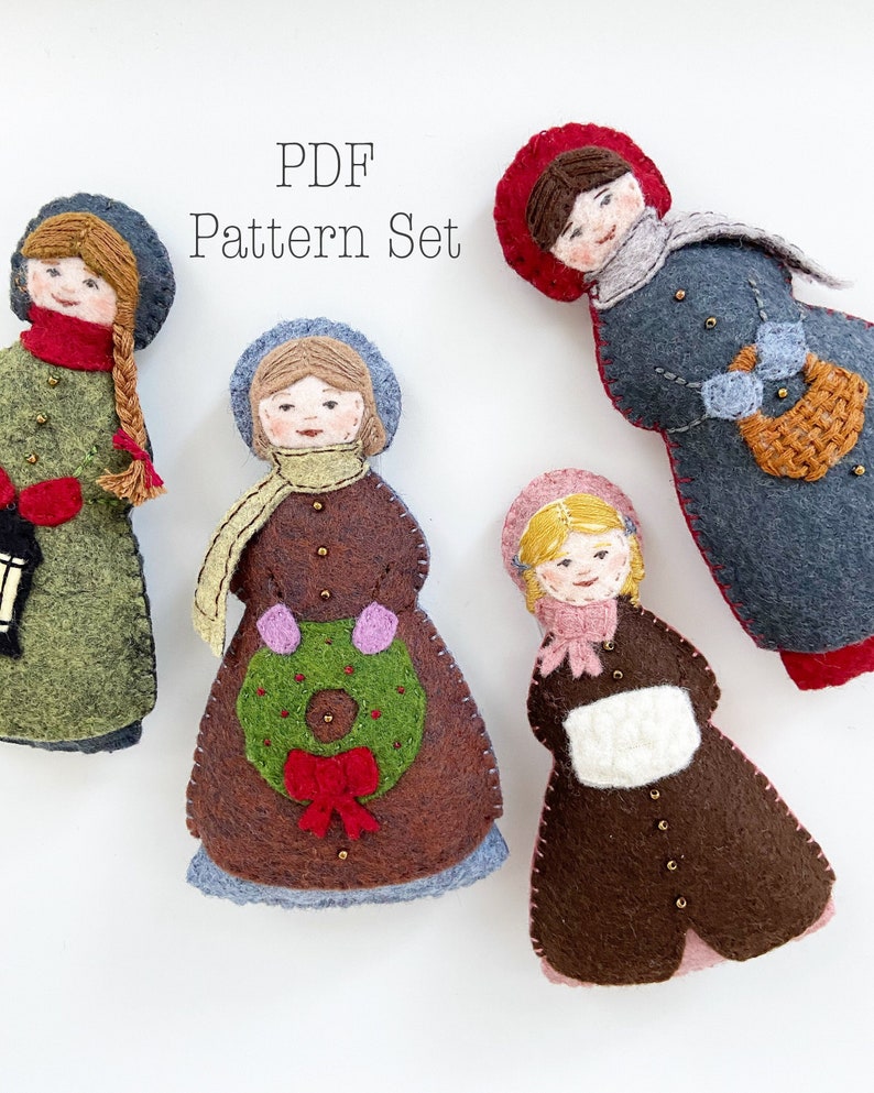 Felt Christmas Ornament Patterns, Little Women Ornaments, Little Women Gift, Felt Ornament Patterns, Bookish Gifts, Felt Doll Patterns image 1