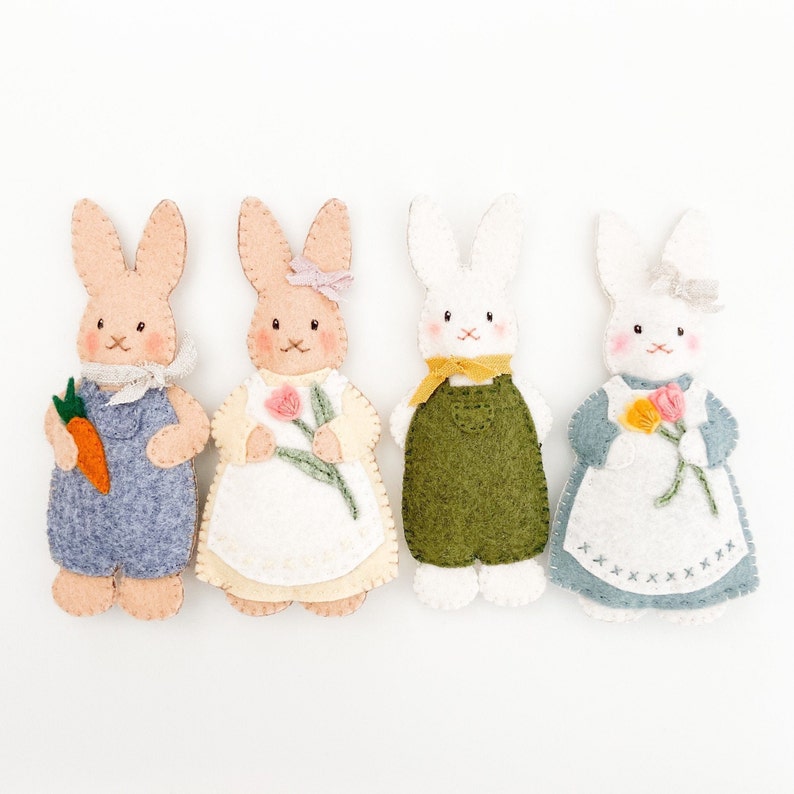 The Cottontails Felt Ornament Pattern Set, Felt Easter Ornament Pattern, Easter Bunny Rabbit Pattern, DIY Holiday Ornaments, Easter Crafts image 8