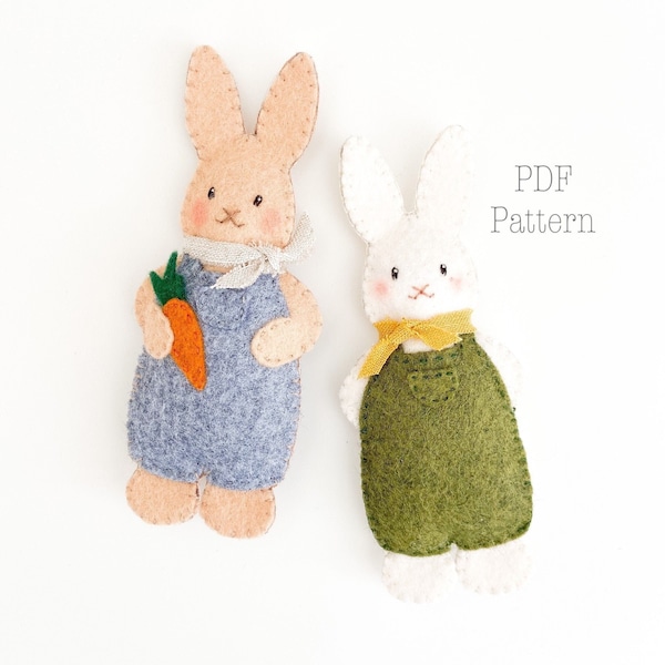 Peter Cottontail Felt Ornament Pattern, Felt Easter Ornament Pattern, Rabbit Ornament, DIY Spring Ornaments, Easter Bunny Easter Crafts