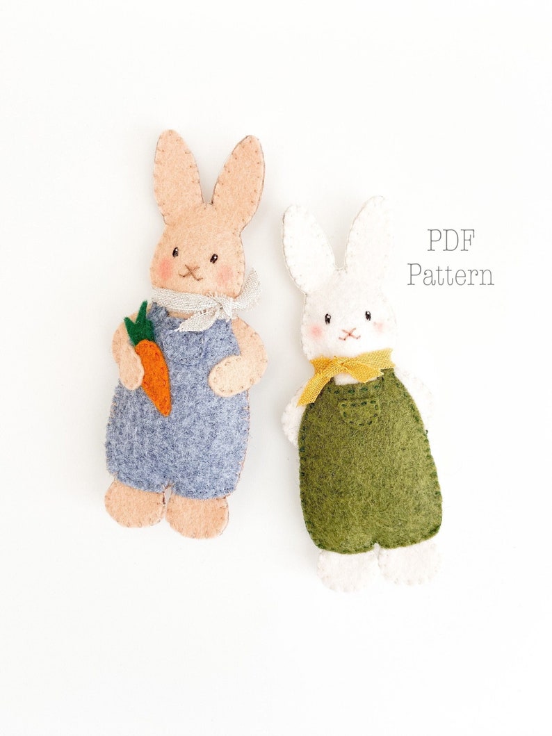 Peter Cottontail Felt Ornament Pattern, Felt Easter Ornament Pattern, Rabbit Ornament, DIY Spring Ornaments, Easter Bunny Easter Crafts image 1