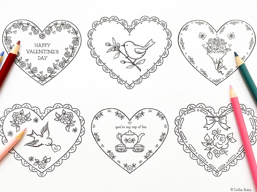 Valentine Coloring Page, Valentine’s Day Coloring Sheet, Printable ...