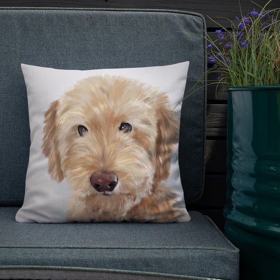 Custom Dog Cat Portrait From Photo Printed On A Cushion Pillow Etsy