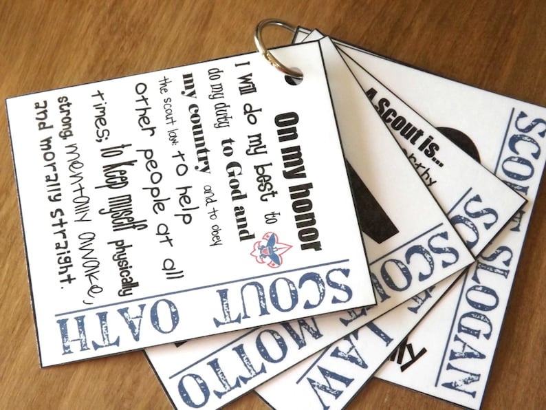 Cub Scout Oath Law and Motto Cards Printable Download Etsy